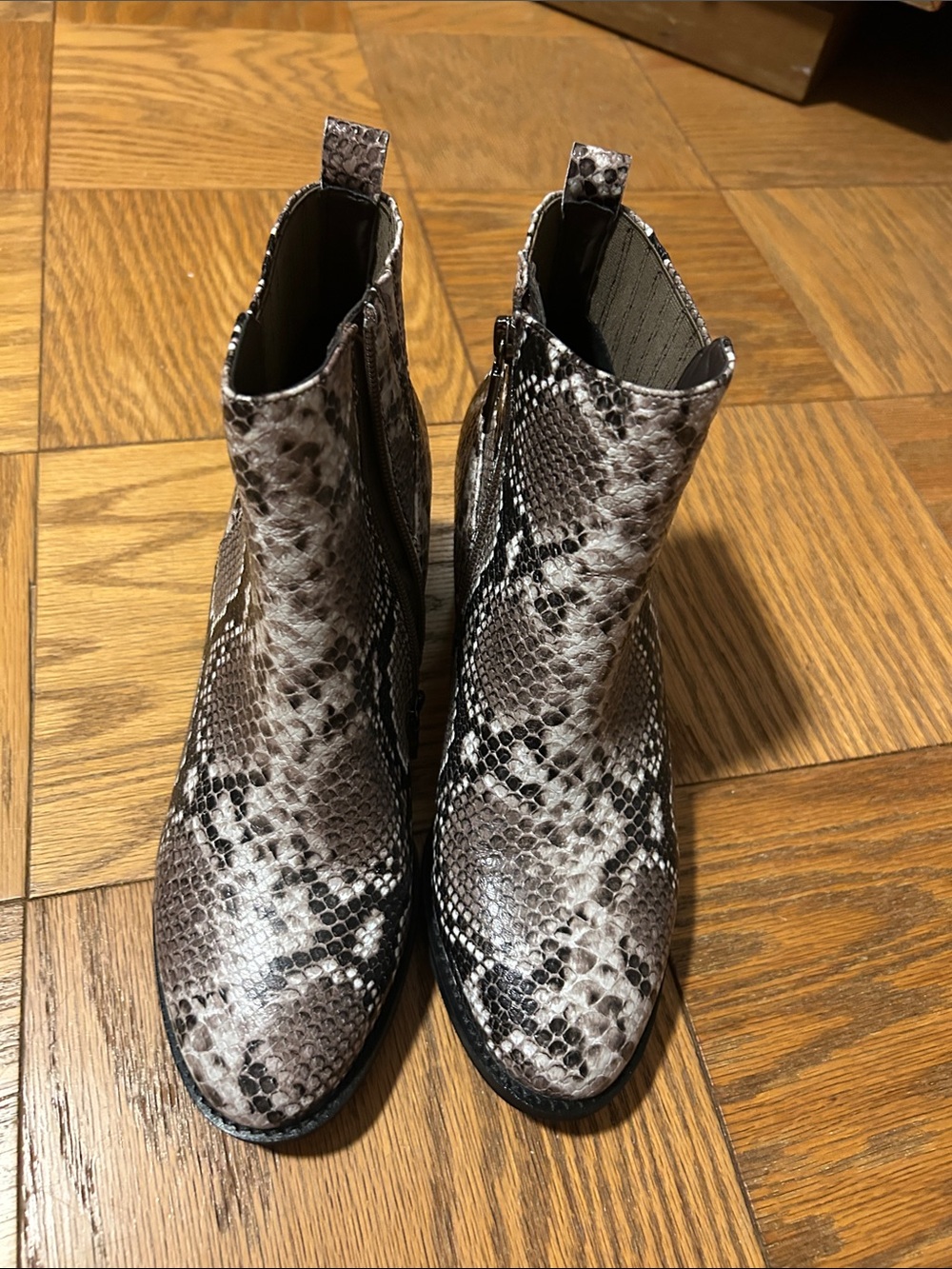 Blondo Brown Snake-Print Leather Ankle Booties
